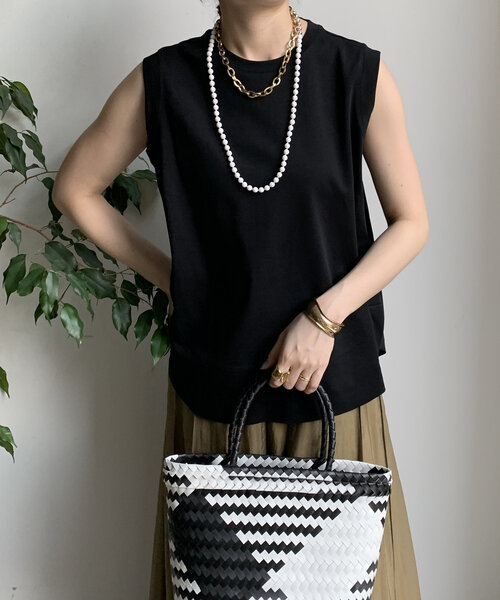 DouDou（ドゥドゥ）の「裾切替タンクプルオーバー（Tシャツ/カットソー・レディース・ピンクベージュ/ブラック/オレンジ/オフホワイト/チャコールグレー・FREE）」の6枚目の写真