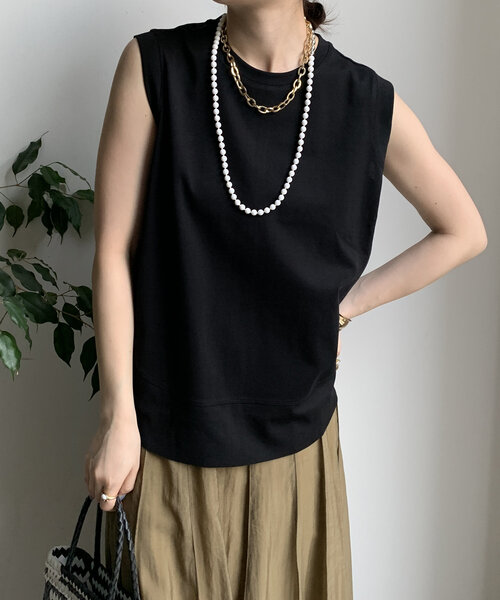 DouDou（ドゥドゥ）の「裾切替タンクプルオーバー（Tシャツ/カットソー・レディース・ピンクベージュ/ブラック/オレンジ/オフホワイト/チャコールグレー・FREE）」の8枚目の写真