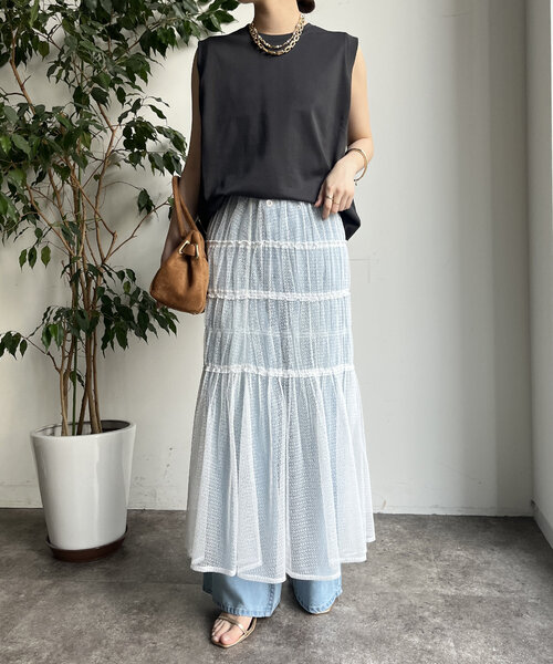 DouDou（ドゥドゥ）の「裾切替タンクプルオーバー（Tシャツ/カットソー・レディース・ピンクベージュ/ブラック/オレンジ/オフホワイト/チャコールグレー・FREE）」の10枚目の写真