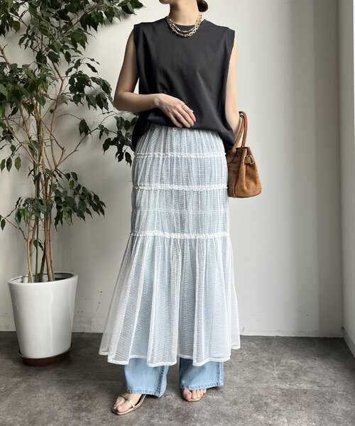 DouDou（ドゥドゥ）の「裾切替タンクプルオーバー（Tシャツ/カットソー・レディース・ピンクベージュ/ブラック/オレンジ/オフホワイト/チャコールグレー・FREE）」の12枚目の写真