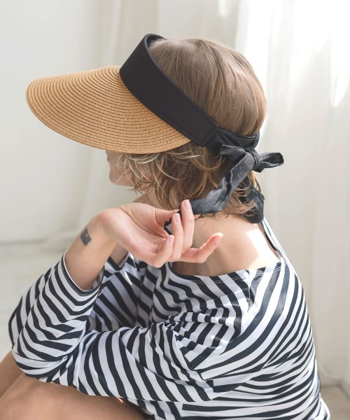 DONOBAN（ドノバン）の「ラフィアサンバイザー（キャップ・レディース・ブラック/ベージュ・ONE）」の12枚目の写真