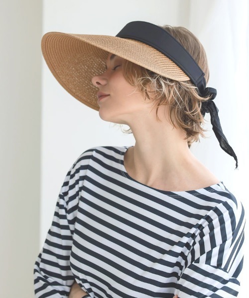 DONOBAN（ドノバン）の「ラフィアサンバイザー（キャップ・レディース・ブラック/ベージュ・ONE）」の11枚目の写真