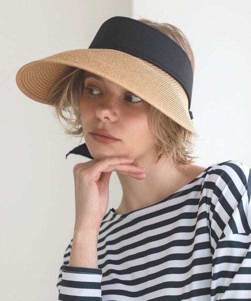 DONOBAN（ドノバン）の「ラフィアサンバイザー（キャップ・レディース・ブラック/ベージュ・ONE）」の10枚目の写真