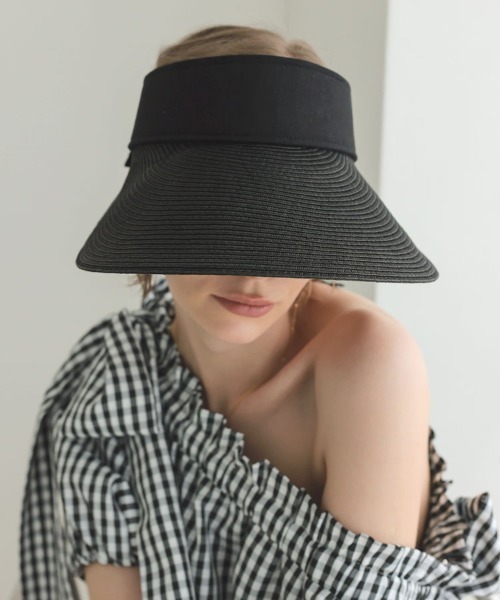 DONOBAN（ドノバン）の「ラフィアサンバイザー（キャップ・レディース・ブラック/ベージュ・ONE）」の8枚目の写真