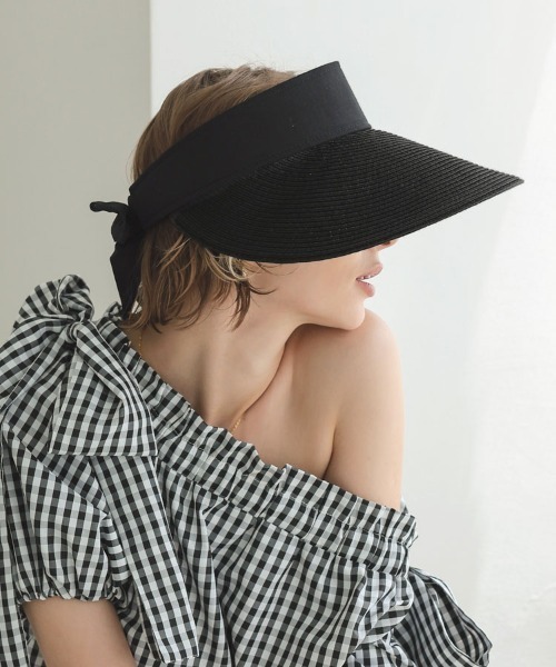 DONOBAN（ドノバン）の「ラフィアサンバイザー（キャップ・レディース・ブラック/ベージュ・ONE）」の7枚目の写真