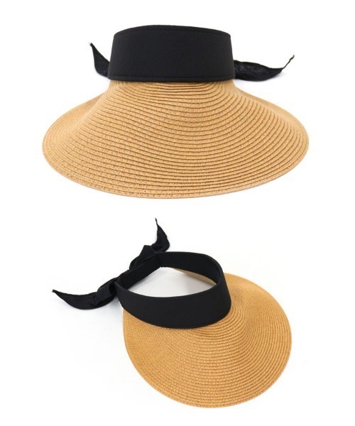 DONOBAN（ドノバン）の「ラフィアサンバイザー（キャップ・レディース・ブラック/ベージュ・ONE）」の4枚目の写真