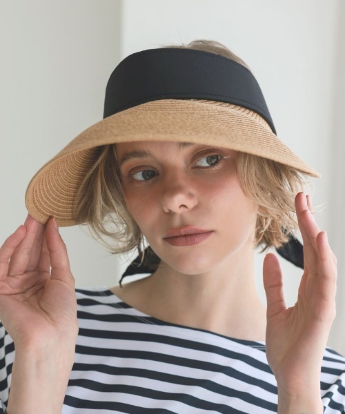 DONOBAN（ドノバン）の「ラフィアサンバイザー（キャップ・レディース・ブラック/ベージュ・ONE）」の20枚目の写真