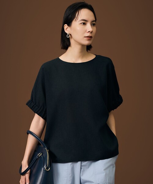 自由区（ジユウク）の「ラスティックメッシュドルマンスリーブ Tブラウス（シャツ/ブラウス・レディース・ベージュ系/ネイビー系/ホワイト系/ブラック系/ベージュ系2・32）」の2枚目の写真