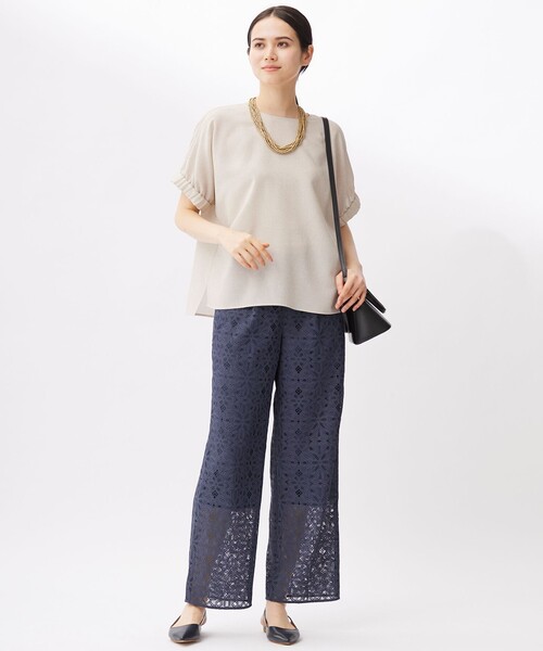 自由区（ジユウク）の「ラスティックメッシュドルマンスリーブ Tブラウス（シャツ/ブラウス・レディース・ベージュ系/ネイビー系/ホワイト系/ブラック系/ベージュ系2・32）」の14枚目の写真