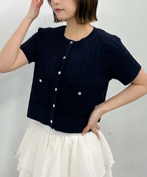 archives（アルシーヴ）の「ハーフスリーブ細ケーブルニットカーディガン（カーディガン/ボレロ・レディース・アイボリー/グレー/ブルー/ネイビー/レッド・MEDIUM）」の3枚目の写真