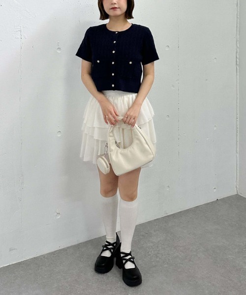 archives（アルシーヴ）の「ハーフスリーブ細ケーブルニットカーディガン（カーディガン/ボレロ・レディース・アイボリー/グレー/ブルー/ネイビー/レッド・MEDIUM）」の10枚目の写真