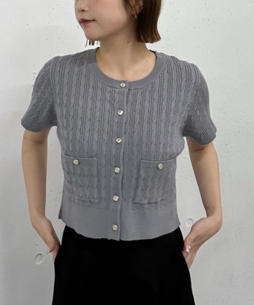 archives（アルシーヴ）の「ハーフスリーブ細ケーブルニットカーディガン（カーディガン/ボレロ・レディース・アイボリー/グレー/ブルー/ネイビー/レッド・MEDIUM）」の16枚目の写真