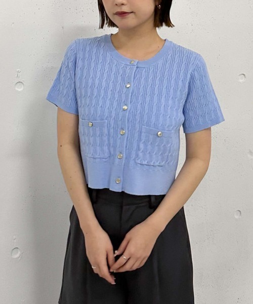 archives（アルシーヴ）の「ハーフスリーブ細ケーブルニットカーディガン（カーディガン/ボレロ・レディース・アイボリー/グレー/ブルー/ネイビー/レッド・MEDIUM）」の21枚目の写真