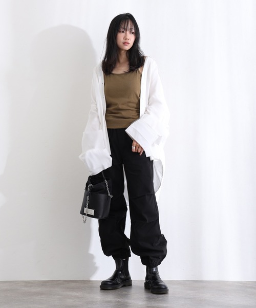 ElegChic(エレグシック)の「リラックスワイド パラシュートパンツ(チノパンツ・レディース・ベージュ/カーキ/ブラック・XXL/XL/L/M/4L)」の21枚目の写真
