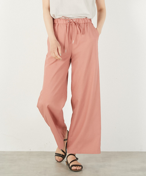 MELROSE claire(メルローズ クレール)の「【レーヨンリネンイージーストレートパンツ】(その他パンツ・レディース・ベージュ/コーラルピンク/ブラウン/ブルー・2/3)」の4枚目の写真