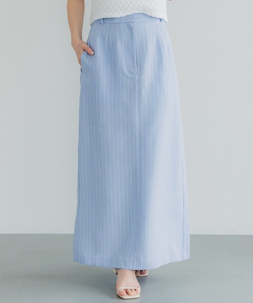 coca（coca）（コカ）の「【WEB限定セール】ストライプIラインスカート（スカート・レディース・ライトベージュ/ブルー・S/M/L）」の2枚目の写真
