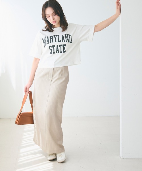 coca（coca）（コカ）の「【WEB限定セール】ストライプIラインスカート（スカート・レディース・ライトベージュ/ブルー・S/M/L）」の6枚目の写真