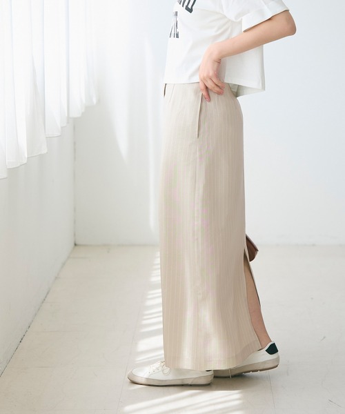 CATCOCOON 2024コレクションWEDNESDAYストライプスカート 白 ストライプギャザースカート[品番：PA000012405]｜coca（コカ