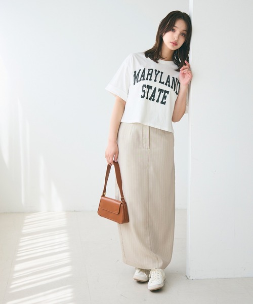 coca（coca）（コカ）の「【WEB限定セール】ストライプIラインスカート（スカート・レディース・ライトベージュ/ブルー・S/M/L）」の4枚目の写真