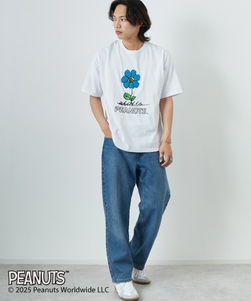 tシャツ 「PEANUTS×JEANS FACTORY/ピーナッツ×ジーンズ ファクトリー」 別注 PEANUTS FLOWER 刺繍プリントTシャツ セール】[PEANUTS×JEANS FACTORY/ピーナッツ×ジーンズ