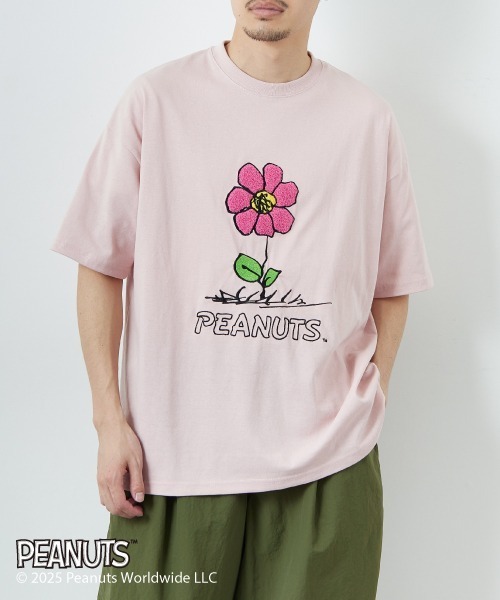 tシャツ 「PEANUTS×JEANS FACTORY/ピーナッツ×ジーンズ ファクトリー」 別注 PEANUTS FLOWER 刺繍プリントTシャツ セール】[PEANUTS×JEANS FACTORY/ピーナッツ×ジーンズ