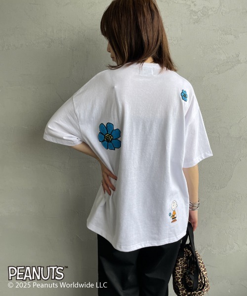 tシャツ 「PEANUTS×JEANS FACTORY/ピーナッツ×ジーンズ ファクトリー」 別注 PEANUTS FLOWER 刺繍プリントTシャツ セール】[PEANUTS×JEANS FACTORY/ピーナッツ×ジーンズ