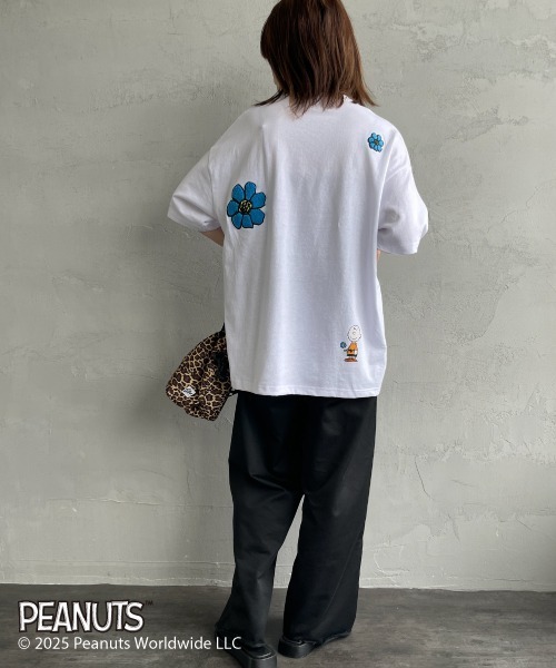 tシャツ 「PEANUTS×JEANS FACTORY/ピーナッツ×ジーンズ ファクトリー」 別注 PEANUTS FLOWER 刺繍プリントTシャツ セール】[PEANUTS×JEANS FACTORY/ピーナッツ×ジーンズ