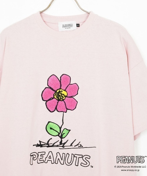 tシャツ 「PEANUTS×JEANS FACTORY/ピーナッツ×ジーンズ ファクトリー」 別注 PEANUTS FLOWER 刺繍プリントTシャツ セール】[PEANUTS×JEANS FACTORY/ピーナッツ×ジーンズ