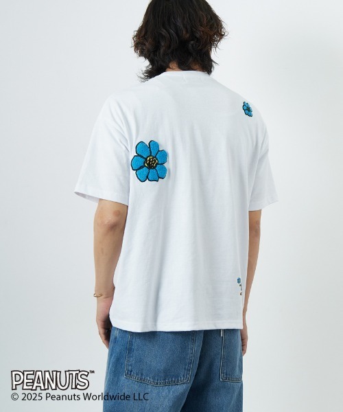 tシャツ 「PEANUTS×JEANS FACTORY/ピーナッツ×ジーンズ ファクトリー」 別注 PEANUTS FLOWER 刺繍プリントTシャツ セール】[PEANUTS×JEANS FACTORY/ピーナッツ×ジーンズ