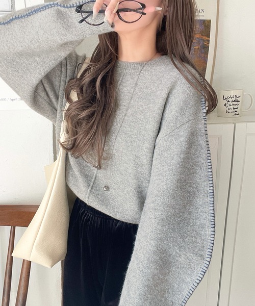 こなはび ニット・セーター セール】《JaVa ジャバコラボ》柔らかな印象の大人ニット。ミックス