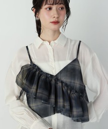 shetila（シェティラ）の「【サイズ調整可能】アシメチュールフリルビスチェ 無地&チェック（キャミソール）」