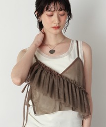 shetila（シェティラ）の「【サイズ調整可能】アシメチュールフリルビスチェ 無地&チェック（キャミソール）」