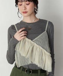 shetila（シェティラ）の「【サイズ調整可能】アシメチュールフリルビスチェ 無地&チェック（キャミソール）」