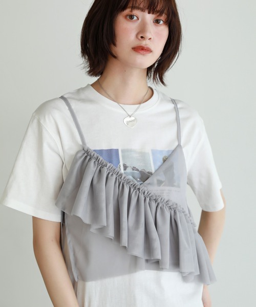 shetila(シェティラ)の「【サイズ調整可能】アシメチュールフリルビスチェ 無地&チェック(キャミソール・レディース・レッド/ブラック/アイボリー/グレー/ブルー/ブラウン/ピンク/ブラック系/ブルー系・F)」の15枚目の写真