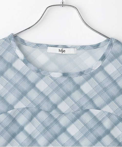 Mi-je(ミジェ)の「チェックシアー半袖インナー【韓国ファッション】(Tシャツ/カットソー・レディース・ライトブルー/ピンク・F)」の7枚目の写真