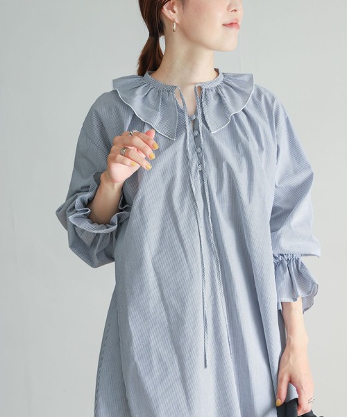 URBAN RESEARCH DOORS」 長袖ブラウス MEDIUM グリーン レディース