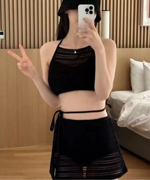 INASTUDIOS（イーナストゥディオス）の「エレガンス香る レース風ニット ビキニセット（水着）」