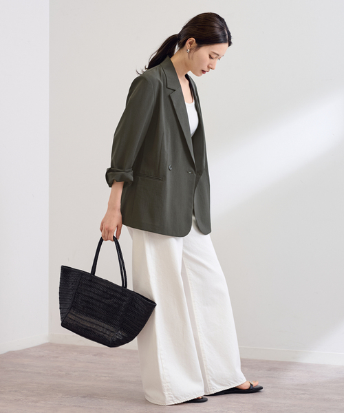 FRAMeWORK（フレームワーク）の「≪追加≫撥水強撚PEジャケット 3（テーラードジャケット・レディース・ブラウン系その他/チャコールグレー/スミクロ・FREE）」の6枚目の写真