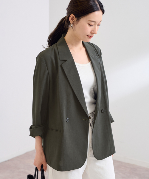 FRAMeWORK（フレームワーク）の「≪追加≫撥水強撚PEジャケット 3（テーラードジャケット・レディース・ブラウン系その他/チャコールグレー/スミクロ・FREE）」の8枚目の写真