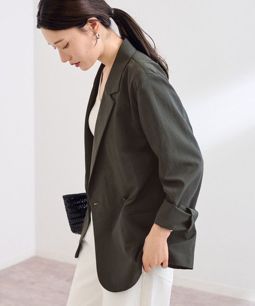 FRAMeWORK（フレームワーク）の「≪追加≫撥水強撚PEジャケット 3（テーラードジャケット・レディース・ブラウン系その他/チャコールグレー/スミクロ・FREE）」の10枚目の写真