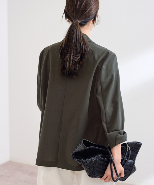 FRAMeWORK（フレームワーク）の「≪追加≫撥水強撚PEジャケット 3（テーラードジャケット・レディース・ブラウン系その他/チャコールグレー/スミクロ・FREE）」の12枚目の写真