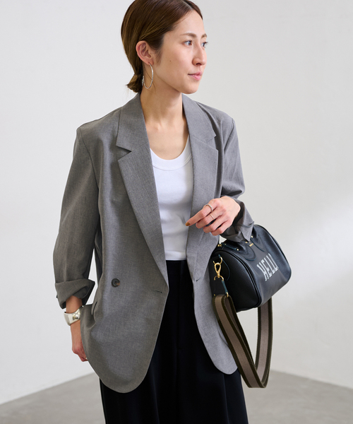 FRAMeWORK（フレームワーク）の「≪追加≫撥水強撚PEジャケット 3（テーラードジャケット・レディース・ブラウン系その他/チャコールグレー/スミクロ・FREE）」の20枚目の写真