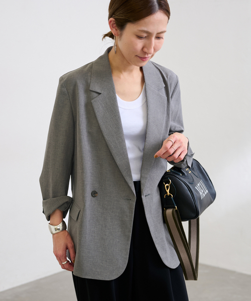 FRAMeWORK（フレームワーク）の「≪追加≫撥水強撚PEジャケット 3（テーラードジャケット・レディース・ブラウン系その他/チャコールグレー/スミクロ・FREE）」の21枚目の写真