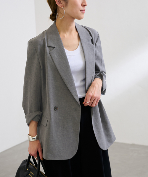 FRAMeWORK（フレームワーク）の「≪追加≫撥水強撚PEジャケット 3（テーラードジャケット・レディース・ブラウン系その他/チャコールグレー/スミクロ・FREE）」の22枚目の写真