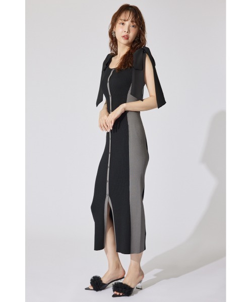 Rene バイカラーが可愛いリボン付きワンピース リボン付きバイカラーワンピース[品番：MKSW0050786]｜EATME