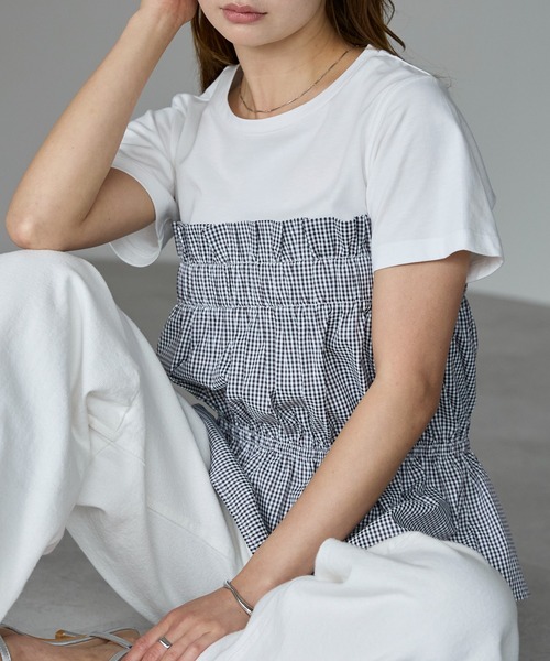 セール】ベアトップ ドッキングTシャツ（Tシャツ/カットソー