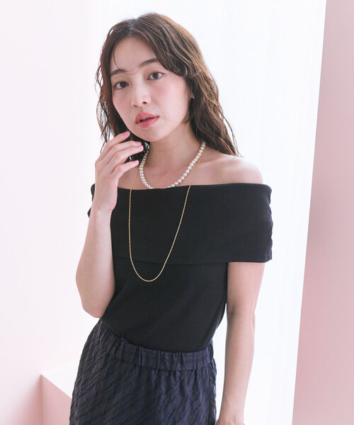 ラブティックボンボン　オフショルテレコカットソー La boutique BonBon（ラブティックボンボン）の「【美人見え