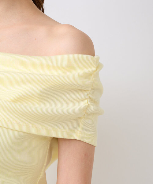 La boutique BonBon(ラブティックボンボン)の「【美人見えカットソー】オフショルテレコカットソー(Tシャツ/カットソー・レディース・ブラック/イエロー/ホワイト・FREE)」の16枚目の写真