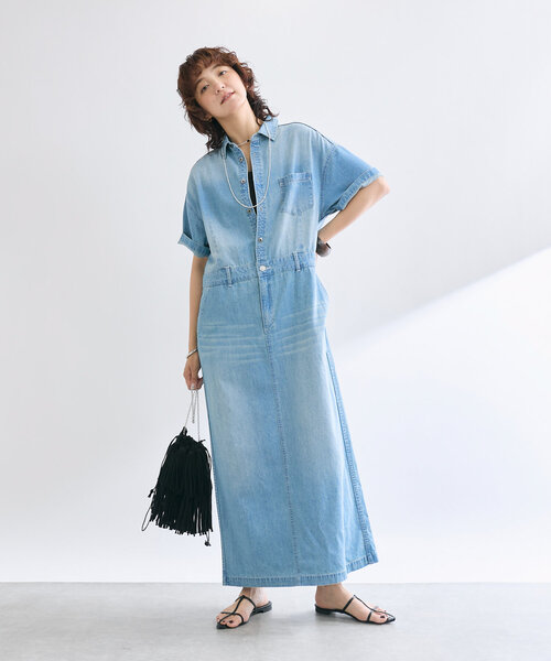 7283　新品 RIVE DROITE  デニムシャツワンピース RIVE DROITE｜【MONN×Yoshiiiiii】デニムシャツワンピース