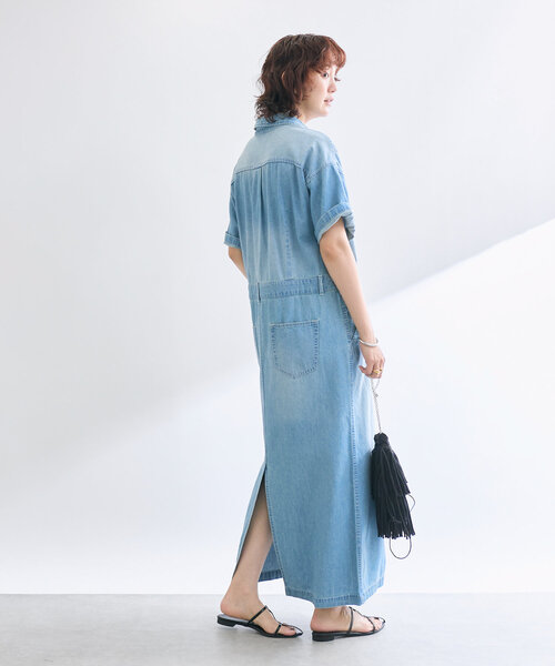 RIVE DROITE（リヴドロワ）の「【MONN×Yoshiiiiii】半袖デニムシャツワンピース（ワンピース・レディース・ネイビー/ブルー・40/36/FREE）」の4枚目の写真